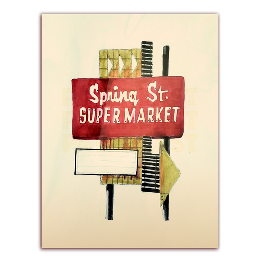 Spring Street Market - 7" x 10" - Original Drawing